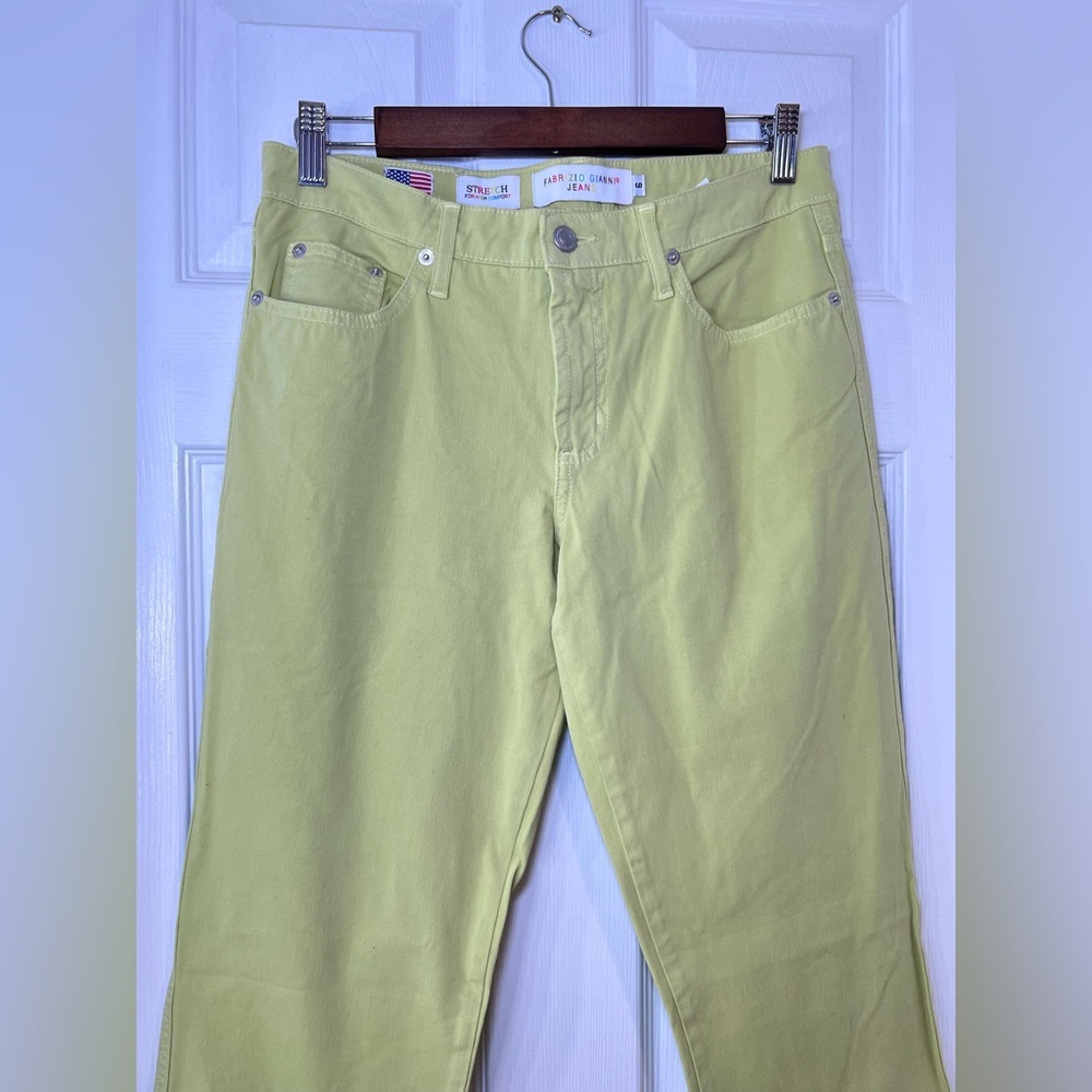 Fabrizio Gianni Lime Green Straight-Leg Pants Size 6 - Picture 2 of 13